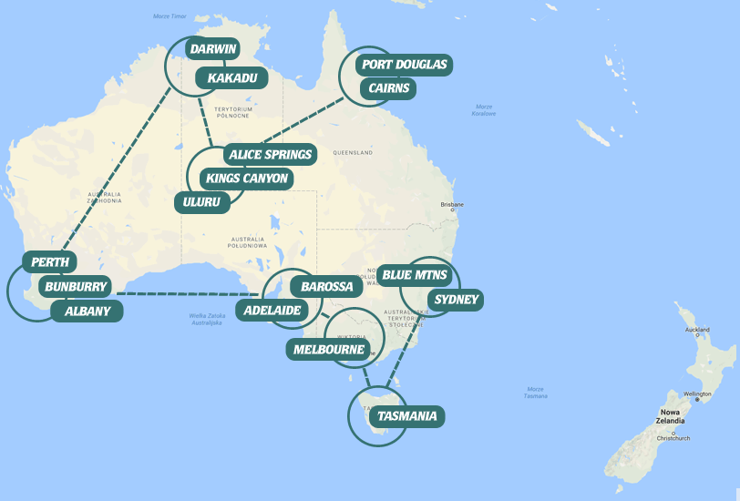 Australia Mapa 23 dni