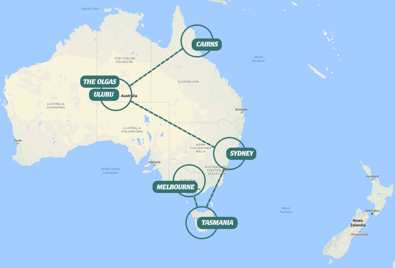 Australia Mapa 17 dni