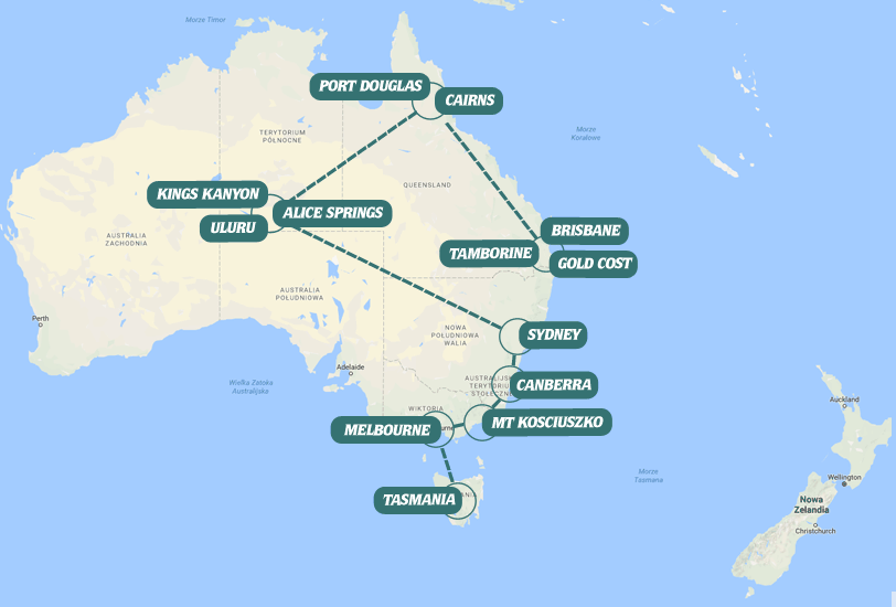 Australia Mapa 21 dni