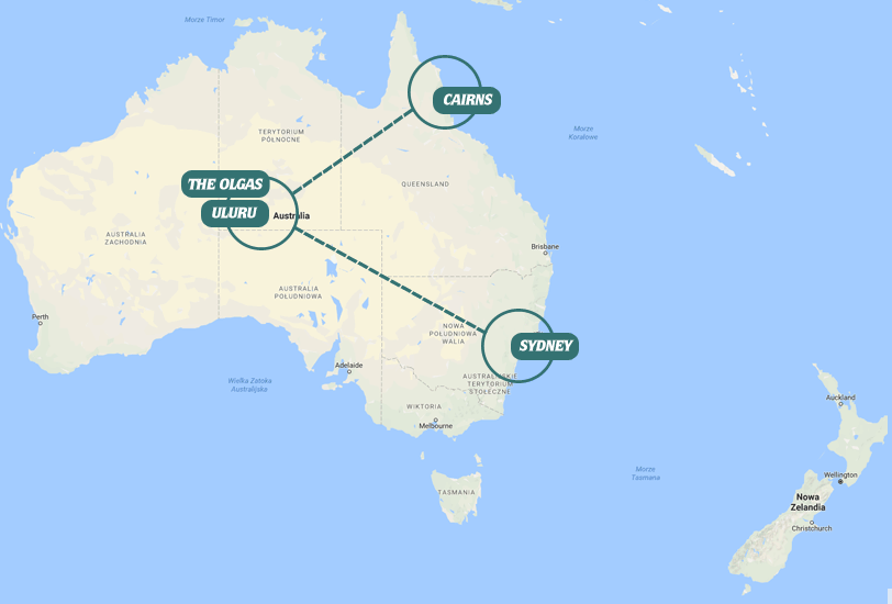 Australia Mapa 8 dni