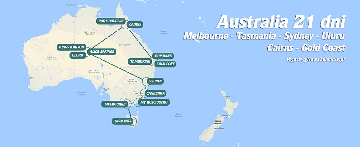 Mapa - Wyprawy Australia 21 dni Baner